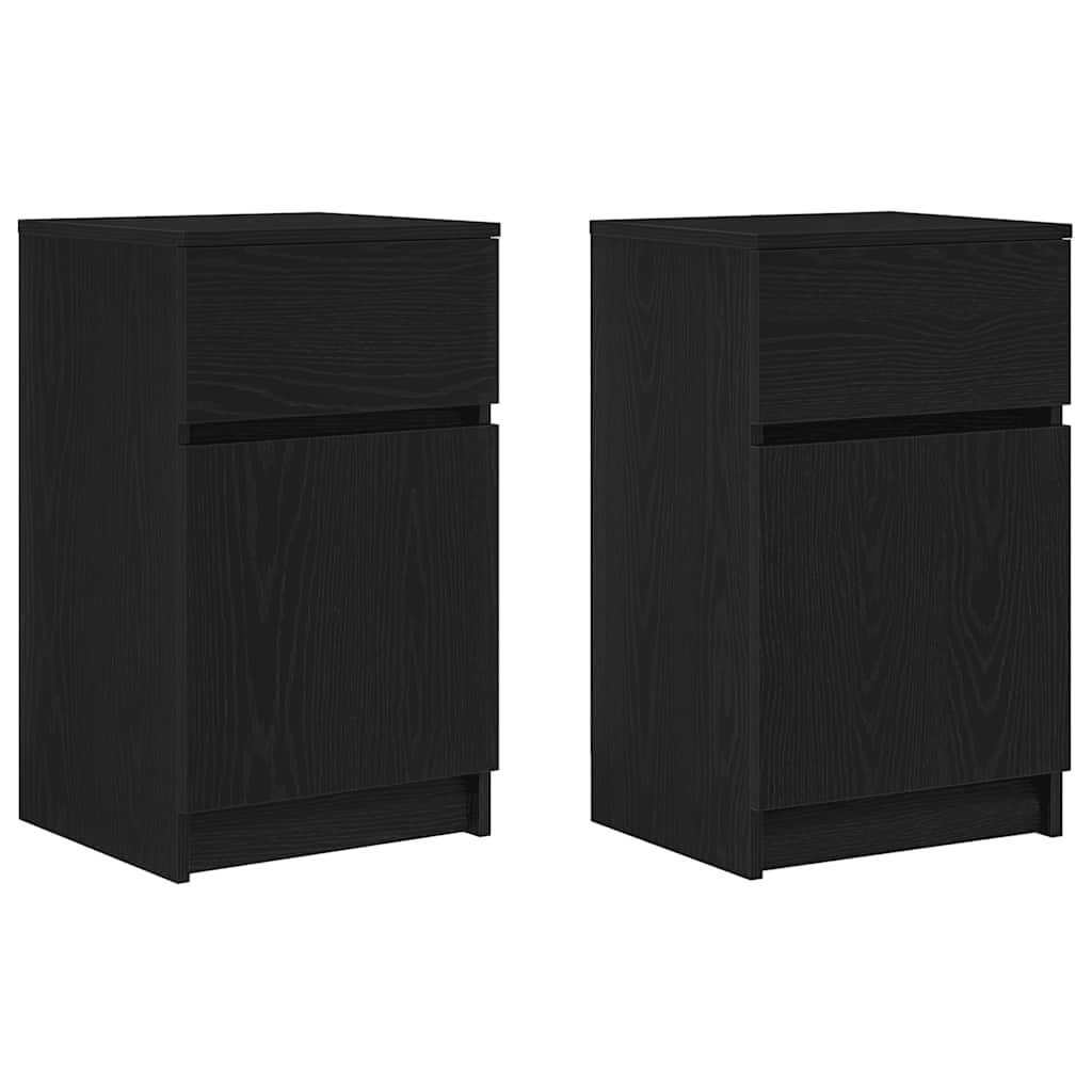 vidaXL Nachttische 2 Stk. Schwarz 39x35x65 cm Holzwerkstoff