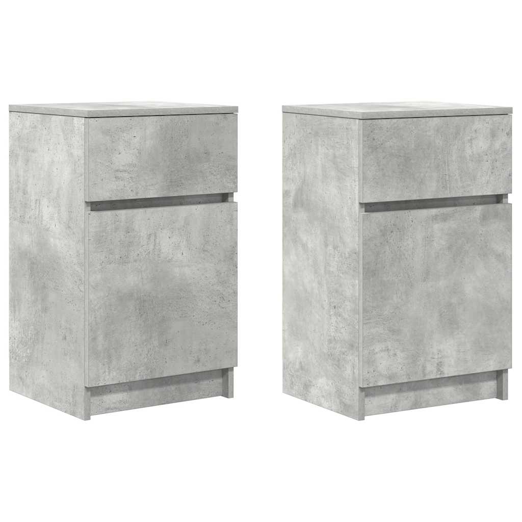 vidaXL Tables de chevet 2 pcs Gris béton 39x35x65 cm Bois d'ingénierie
