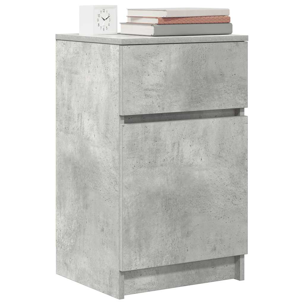 vidaXL Tables de chevet 2 pcs Gris béton 39x35x65 cm Bois d'ingénierie