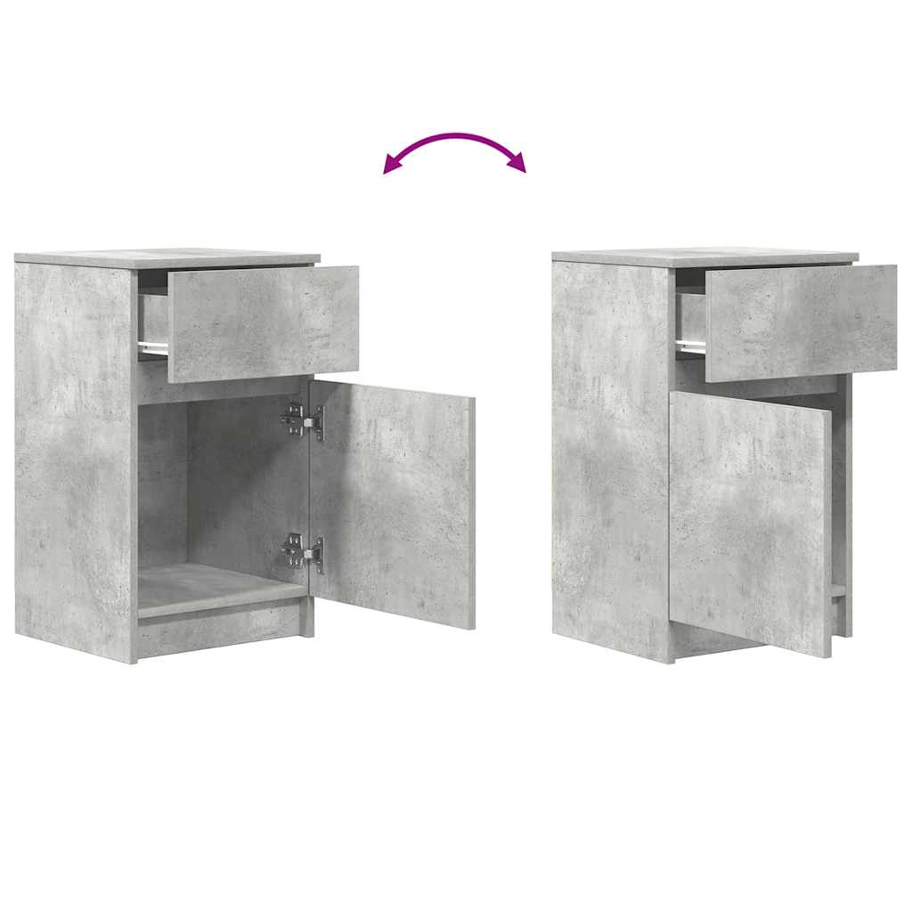 vidaXL Tables de chevet 2 pcs Gris béton 39x35x65 cm Bois d'ingénierie
