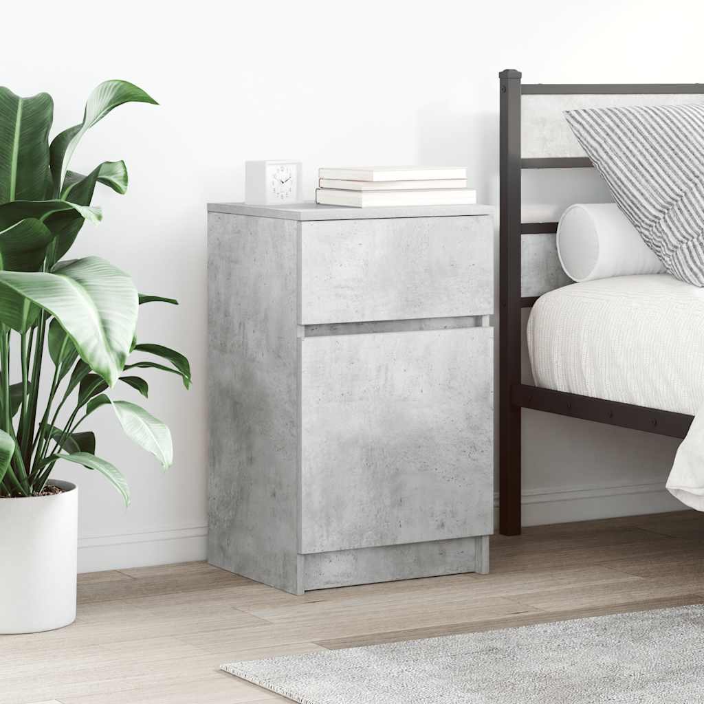 vidaXL Tables de chevet 2 pcs Gris béton 39x35x65 cm Bois d'ingénierie