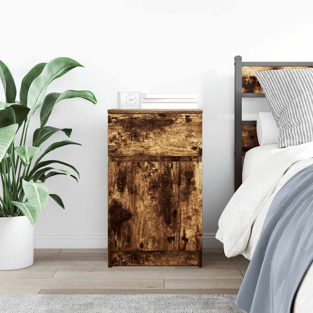 vidaXL Nachttisch Räuchereiche 39x35x65 cm Holzwerkstoff