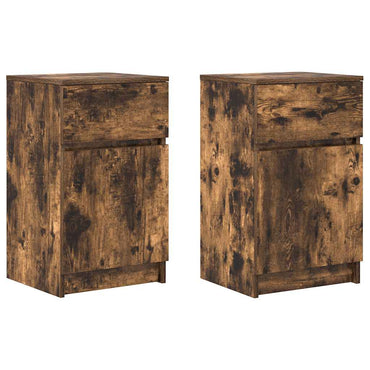 vidaXL Nachttische 2 Stk. Räuchereiche 39x35x65 cm Holzwerkstoff