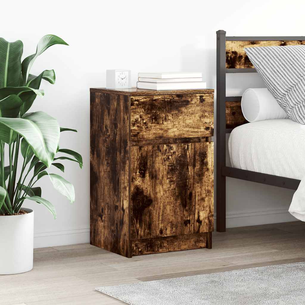 vidaXL Nachttische 2 Stk. Räuchereiche 39x35x65 cm Holzwerkstoff