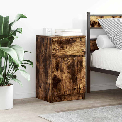 vidaXL Nachttische 2 Stk. Räuchereiche 39x35x65 cm Holzwerkstoff