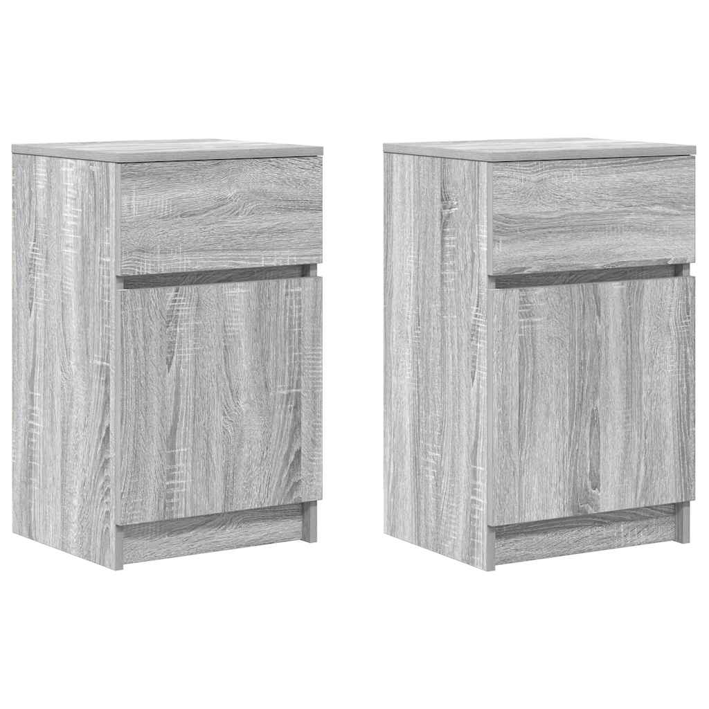 vidaXL Tables de chevet 2 pcs Gris Sonoma 39x35x65 cm Bois d'ingénierie