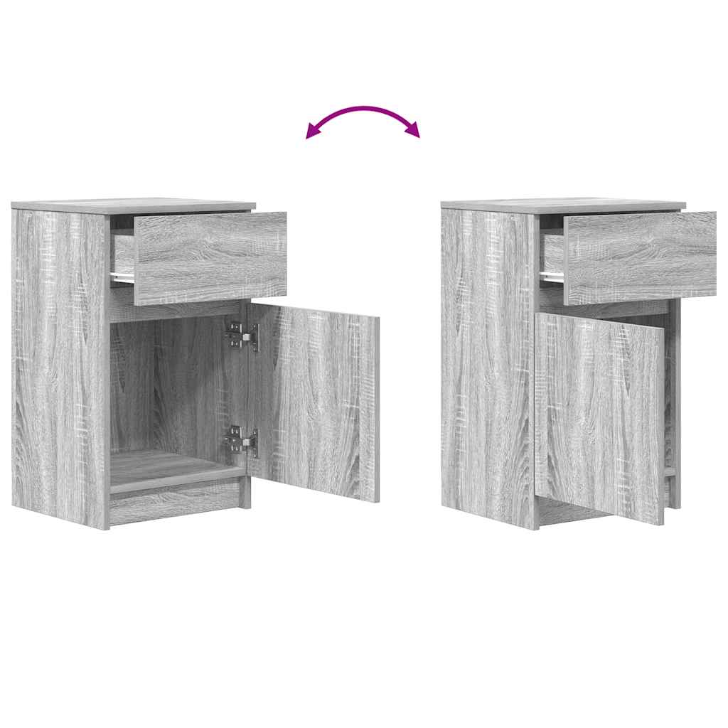 vidaXL Tables de chevet 2 pcs Gris Sonoma 39x35x65 cm Bois d'ingénierie