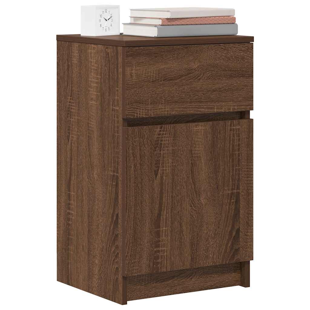vidaXL Tables de chevet 2 pcs Aspect chêne marron 39x35x65 cm Bois d'ingénierie