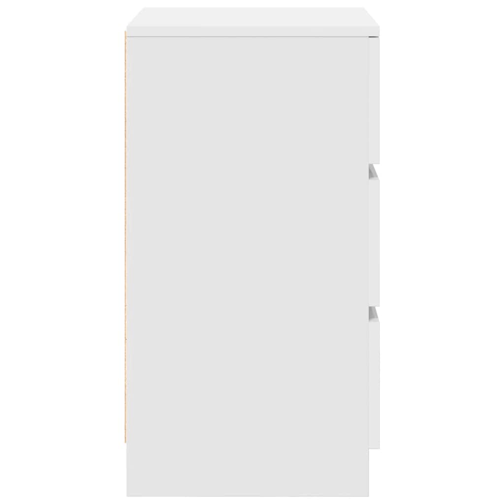 Nachttische mit 3 Schubladen 2 Stk. Weiß 39x35x65 cm