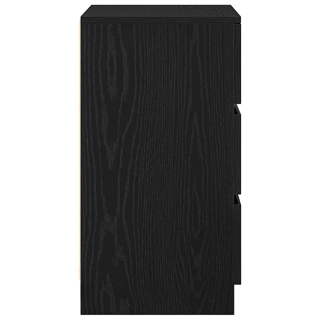 Nachttisch mit 3 Schubladen Schwarz 39x35x65 cm