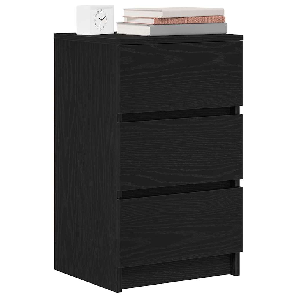 vidaXL Nachttische mit 3 Schubladen 2 Stk. Schwarz 39x35x65 cm