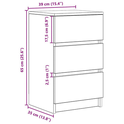 vidaXL Nachttisch mit 3 Schubladen Betongrau 39x35x65 cm