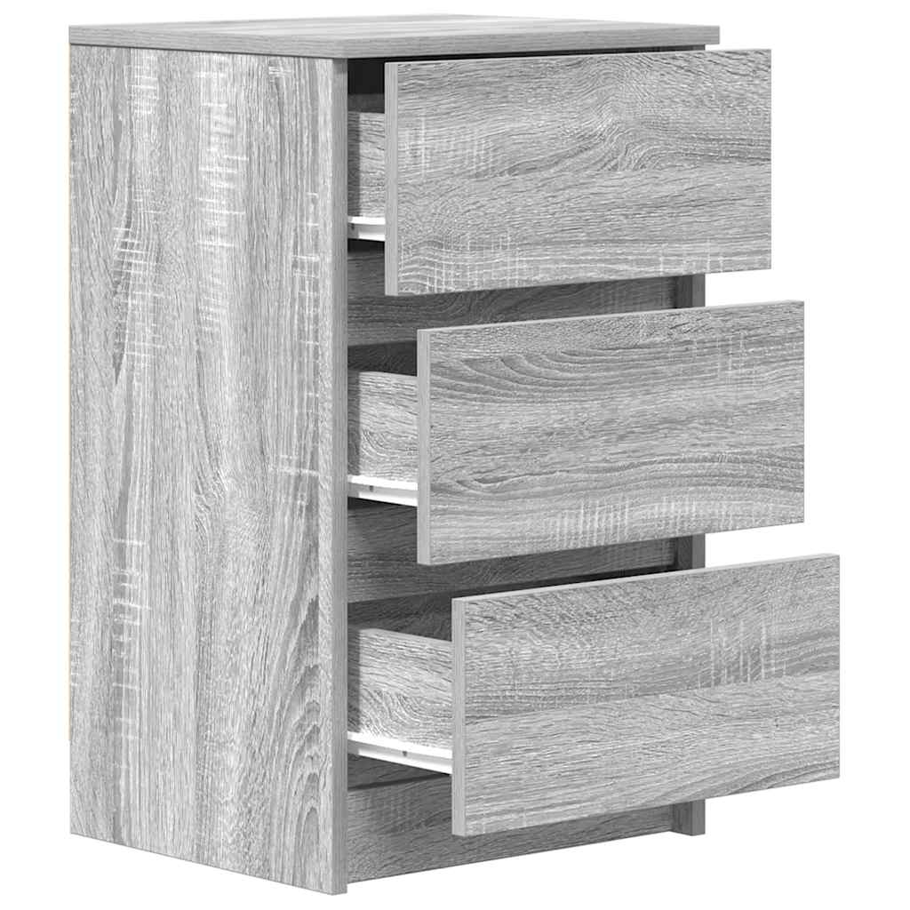 vidaXL Nachttisch mit 3 Schubladen Grau Sonoma 39x35x65 cm