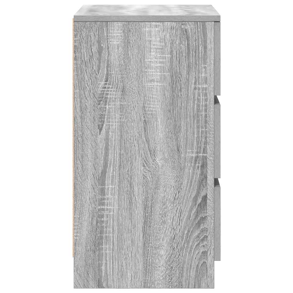 vidaXL Nachttisch mit 3 Schubladen Grau Sonoma 39x35x65 cm