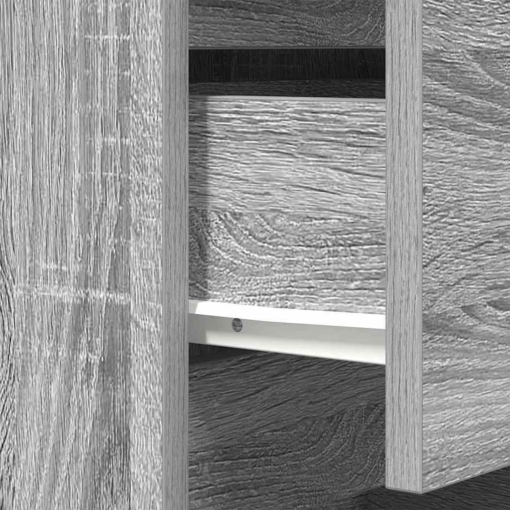 vidaXL Nachttisch mit 3 Schubladen Grau Sonoma 39x35x65 cm