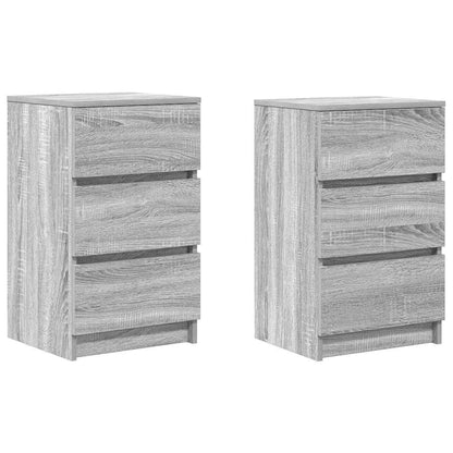 vidaXL Nachttische mit 3 Schubladen 2 Stk. Grau Sonoma 39x35x65 cm
