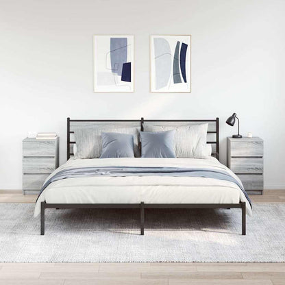 vidaXL Nachttische mit 3 Schubladen 2 Stk. Grau Sonoma 39x35x65 cm