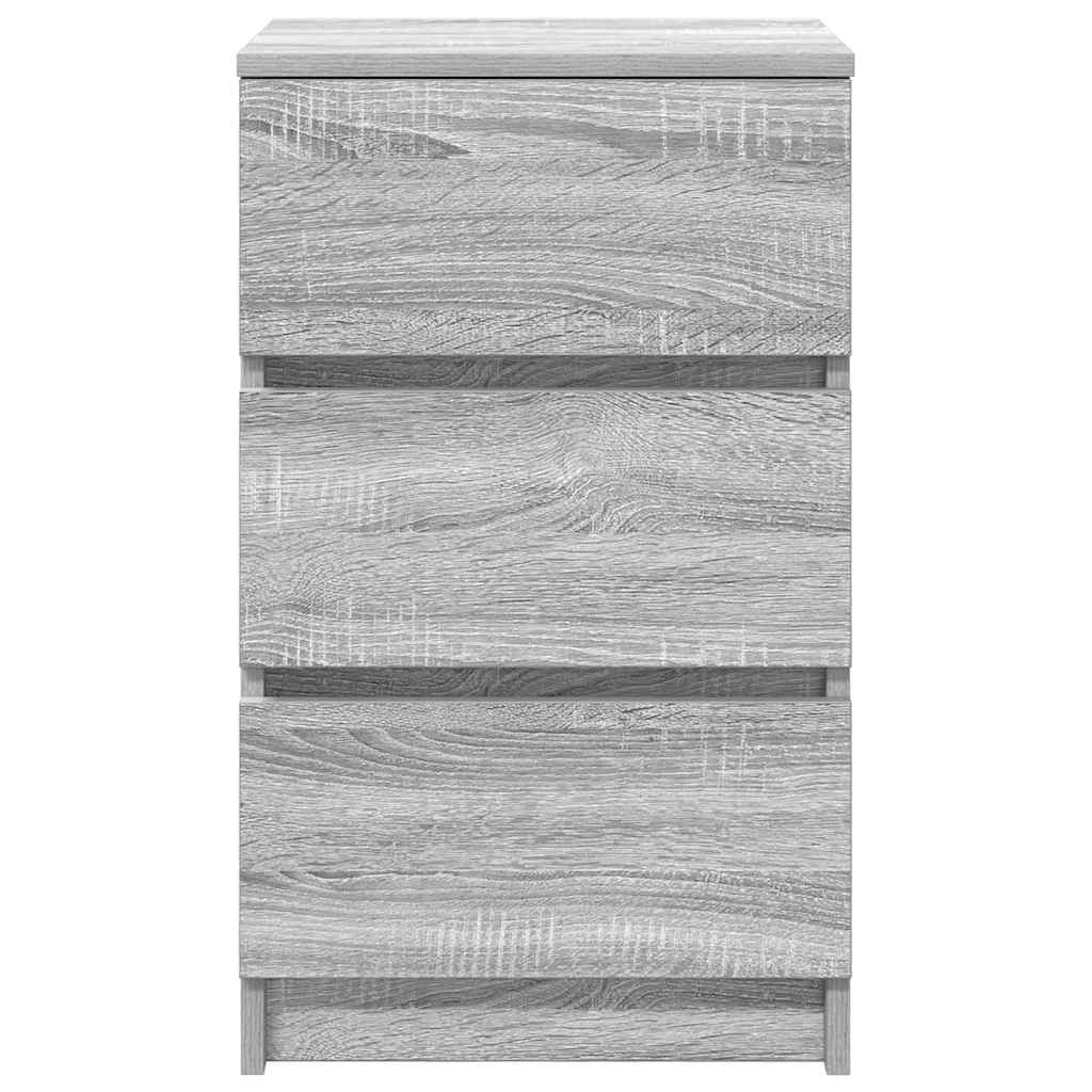 vidaXL Nachttische mit 3 Schubladen 2 Stk. Grau Sonoma 39x35x65 cm
