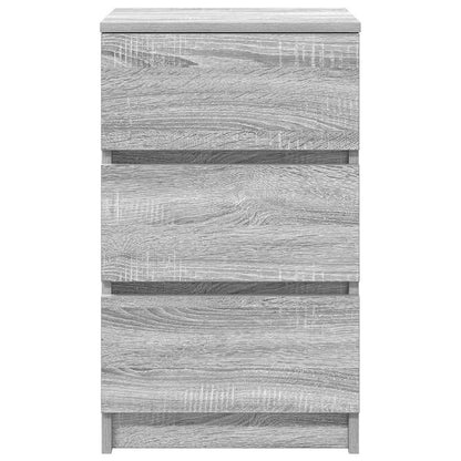 vidaXL Nachttische mit 3 Schubladen 2 Stk. Grau Sonoma 39x35x65 cm