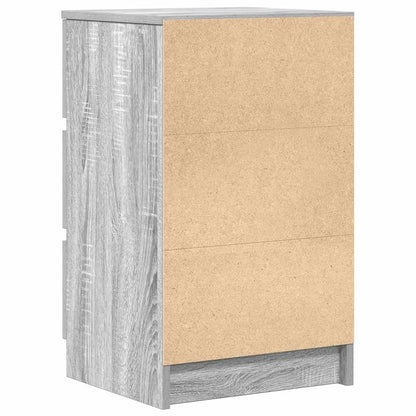 vidaXL Nachttische mit 3 Schubladen 2 Stk. Grau Sonoma 39x35x65 cm
