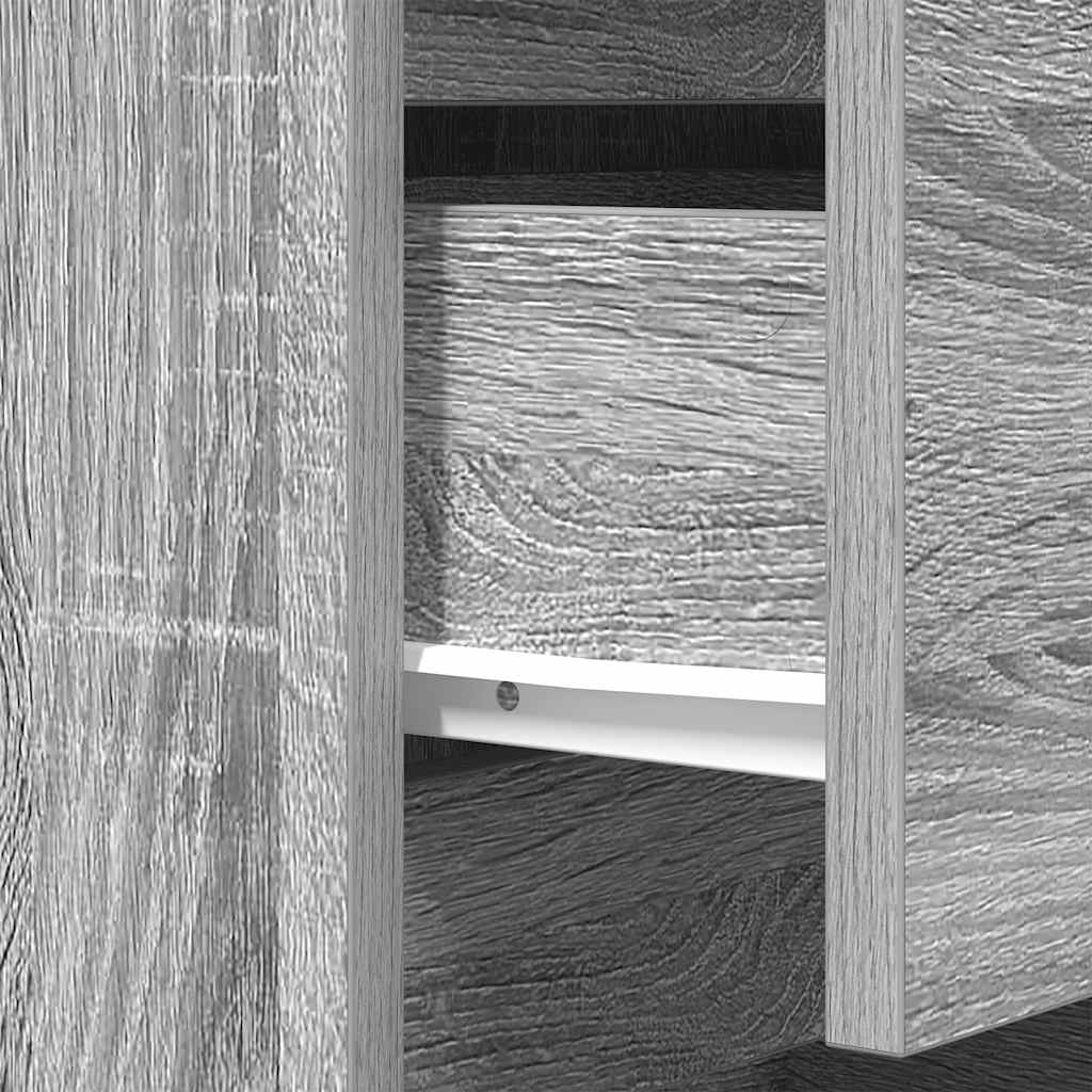 vidaXL Nachttische mit 3 Schubladen 2 Stk. Grau Sonoma 39x35x65 cm