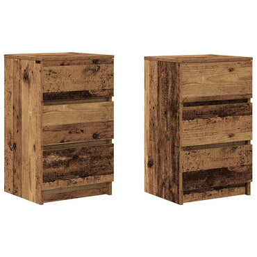 vidaXL Nachttische mit 3 Schubladen 2 Stk. Altholz-Optik 39x35x65 cm