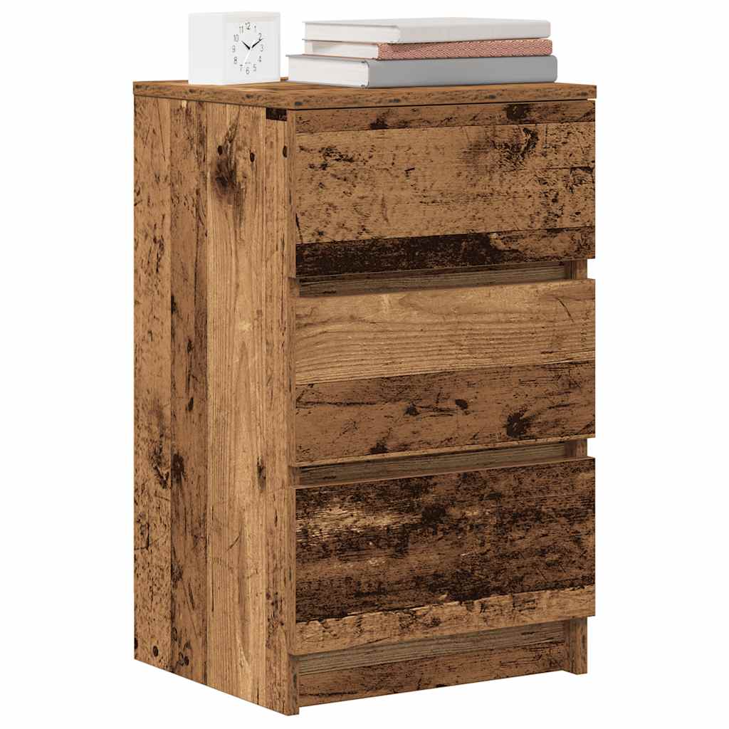 vidaXL Nachttische mit 3 Schubladen 2 Stk. Altholz-Optik 39x35x65 cm