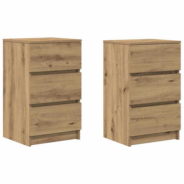 vidaXL Nachttische mit 3 Schubladen 2 Stk. Artisan-Eiche 39x35x65 cm