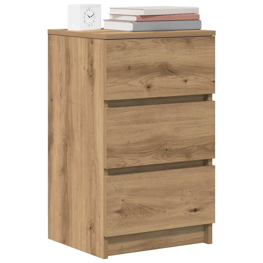 vidaXL Nachttische mit 3 Schubladen 2 Stk. Artisan-Eiche 39x35x65 cm