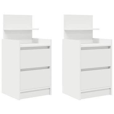 vidaXL Tables de chevet à 2 tiroirs 2 pcs Blanc 38x34x80 cm