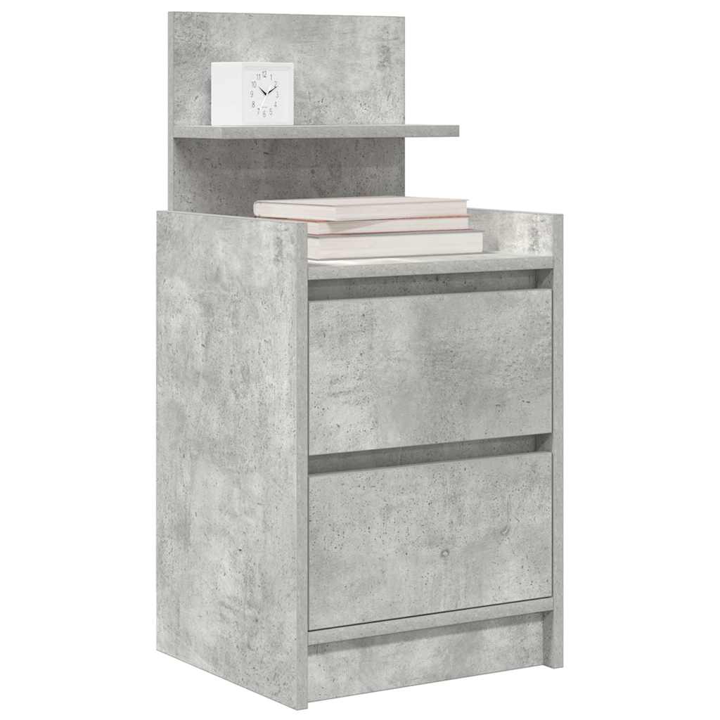 vidaXL Table de chevet avec 2 tiroirs Gris béton 38x34x80 cm