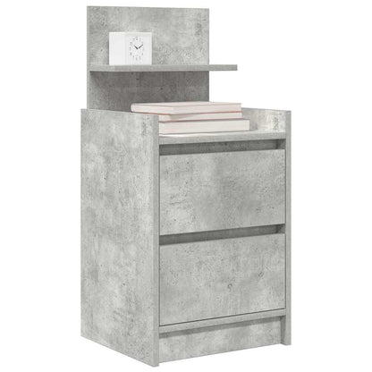 vidaXL Table de chevet avec 2 tiroirs Gris béton 38x34x80 cm