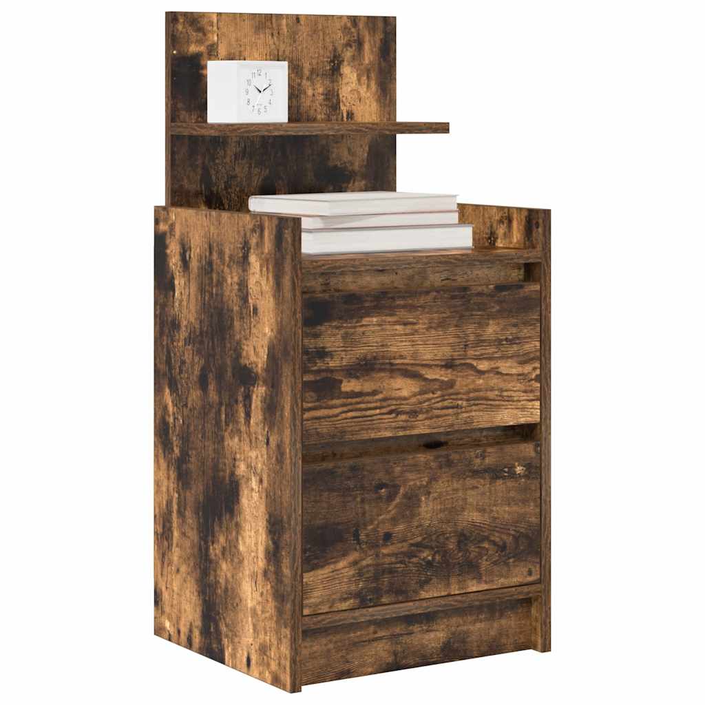 vidaXL Table de chevet avec 2 tiroirs chêne fumé 38x34x80 cm