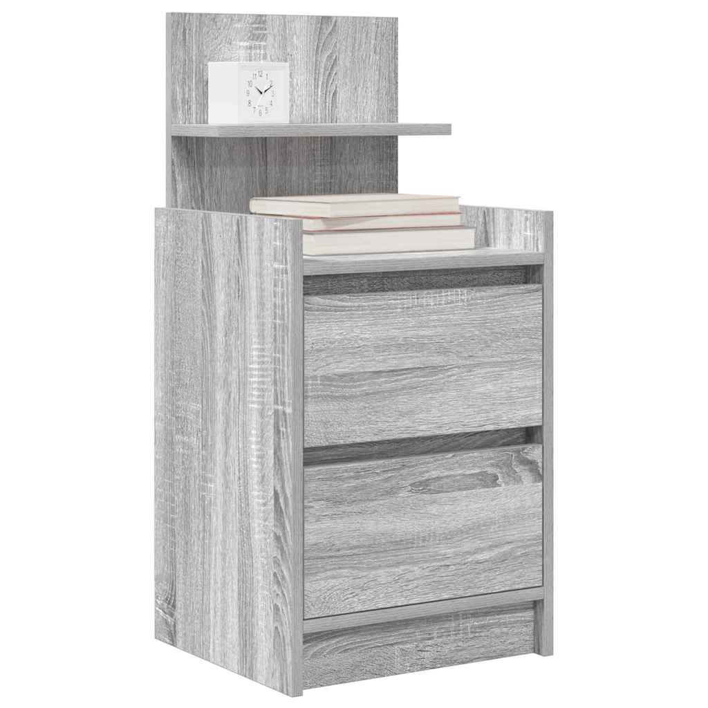 vidaXL Nachttisch mit 2 Schubladen Grau Sonoma 38x34x80 cm