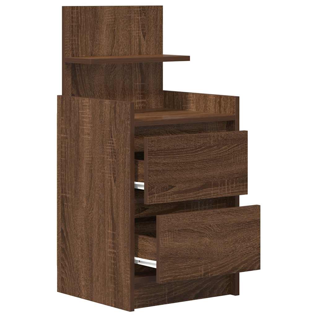 vidaXL Nachttisch mit 2 Schubladen Braun Eichen-Optik 38x34x80 cm