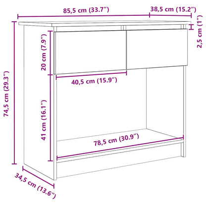 vidaXL Konsolentisch mit Schubladen Räuchereiche 85,5x38,5x74,5 cm