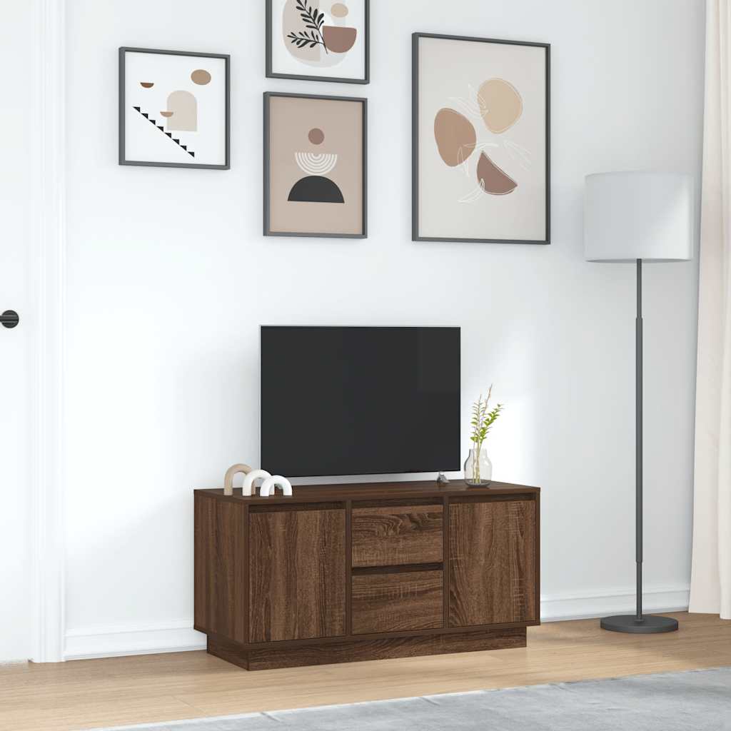 Meuble TV vidaXL avec lumières LED marron aspect chêne 100x41x50 cm
