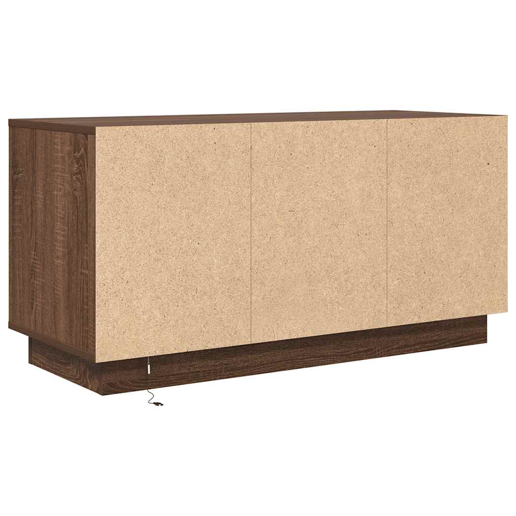 Meuble TV vidaXL avec lumières LED marron aspect chêne 100x41x50 cm
