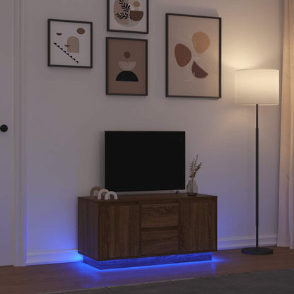 Meuble TV vidaXL avec lumières LED marron aspect chêne 100x41x50 cm