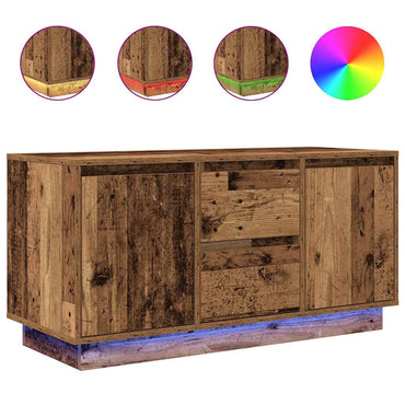 vidaXL Meuble TV avec lumières LED aspect bois de récupération 100x41x50 cm