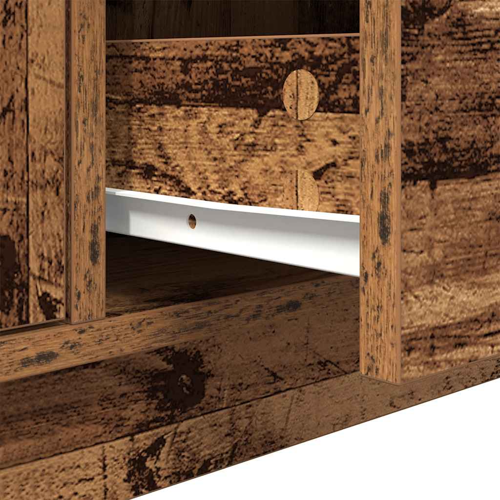 vidaXL Meuble TV avec lumières LED aspect bois de récupération 100x41x50 cm