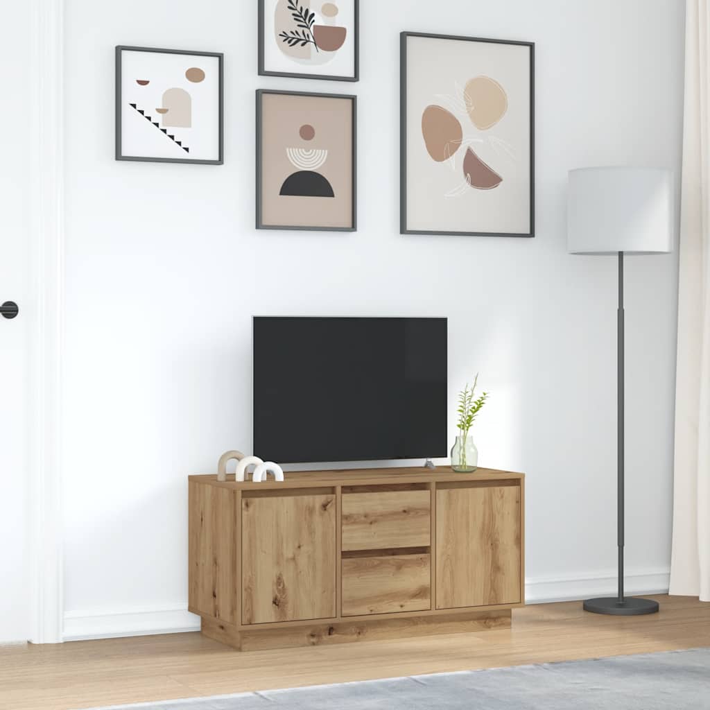 vidaXL Meuble TV avec lumières LED Chêne Artisan 100x41x50 cm
