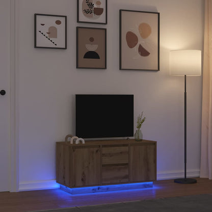 vidaXL Meuble TV avec lumières LED Chêne Artisan 100x41x50 cm