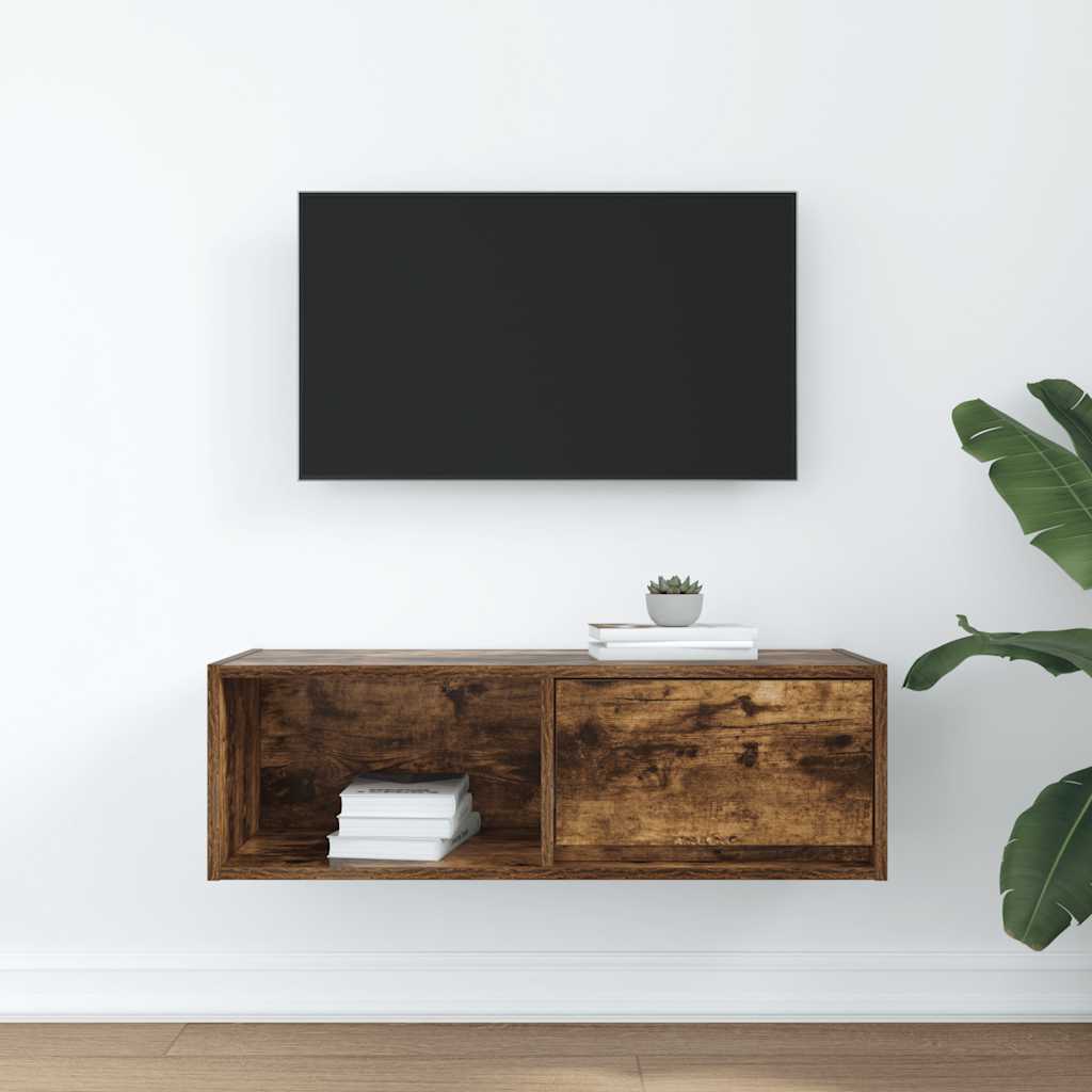 vidaXL Meuble TV chêne fumé 80x31x25,5 cm aggloméré