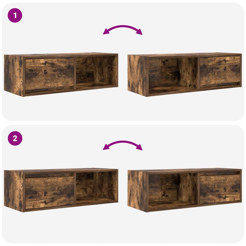 vidaXL Meuble TV chêne fumé 80x31x25,5 cm aggloméré
