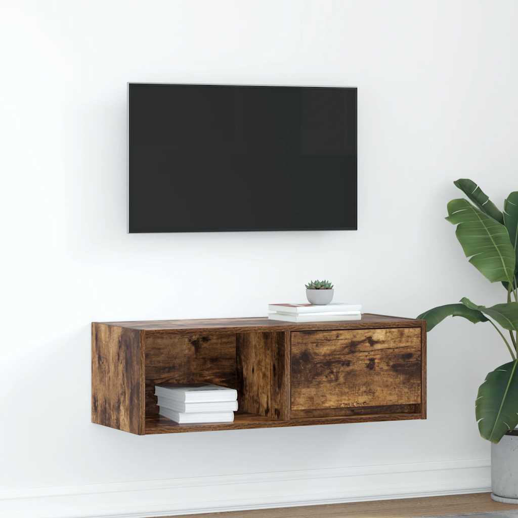 vidaXL Meuble TV chêne fumé 80x31x25,5 cm aggloméré