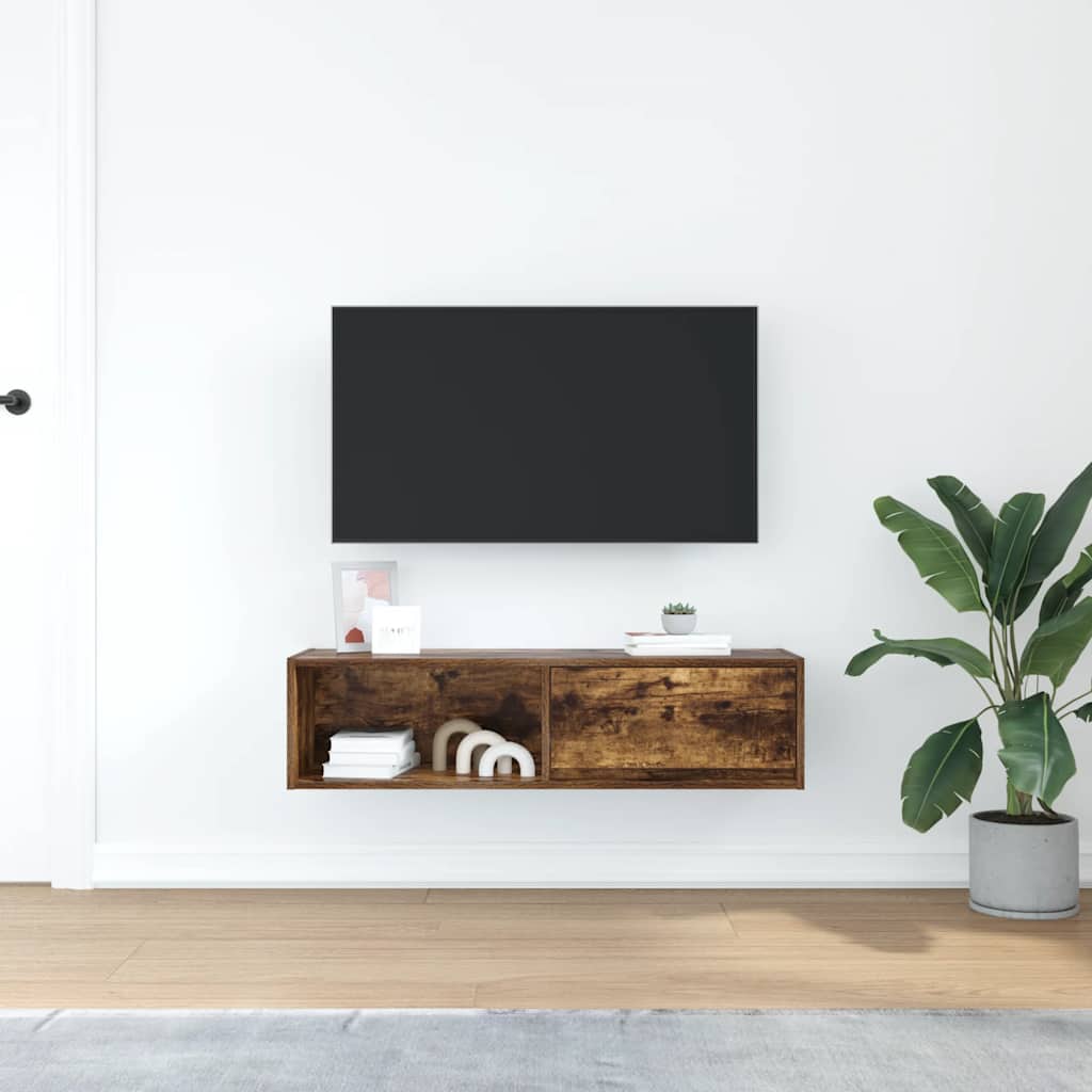 vidaXL Meuble TV chêne fumé 100x31x25,5 cm bois d'ingénierie
