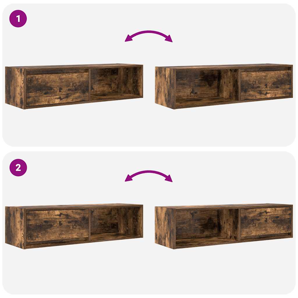 vidaXL Meuble TV chêne fumé 100x31x25,5 cm bois d'ingénierie