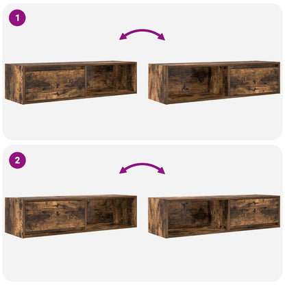 vidaXL Meuble TV chêne fumé 100x31x25,5 cm bois d'ingénierie