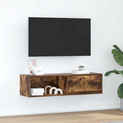 vidaXL Meuble TV chêne fumé 100x31x25,5 cm bois d'ingénierie